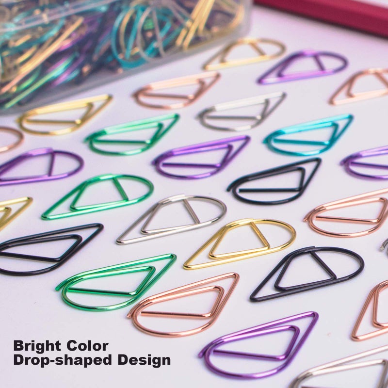 VENCINK 300 Pieces Multicolor Cute Paper Clips, Smooth Stainless Steel Drop-Shaped Colorful Wire Small Paperclips for Office Supplies Girls Kids School Students Paper Document Organizing by VENCINK - Image 2